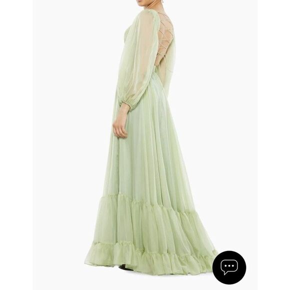 Mac Duggal Sz 8 Lace Up Chiffon Ruffle Tiered Goddess Gown Maxi Dress NWT $598 - Picture 14 of 15